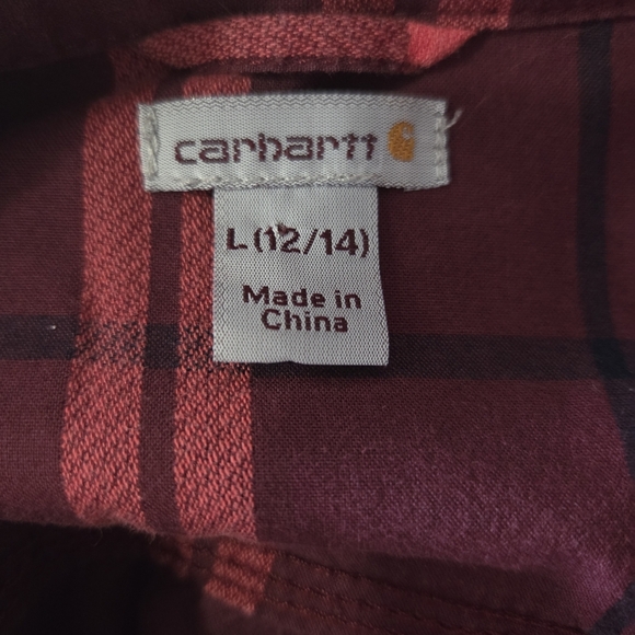 Carhartt Red Button Down Shirt Classic Plaid Size L - Picture 5 of 6